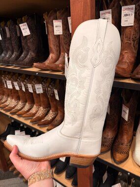 Old West White Snip Toe Tall Cowboy Boots – NEW – Bridal/Wedding